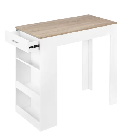 Keukeneiland - Keuken Eiland - Kookeiland Verplaatsbaar - Keukenblok Met Werkblad - Keukeneiland/bartafel - Tafel - 100X100X50 Cm - Wit/Bruin