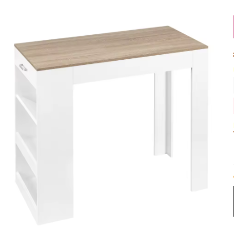 Keukeneiland - Keuken Eiland - Kookeiland Verplaatsbaar - Keukenblok Met Werkblad - Keukeneiland/bartafel - Tafel - 100X100X50 Cm - Wit/Bruin