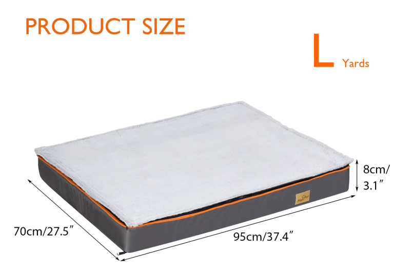Hondenkussen - Orthopedisch Hondenbed - Waterdicht - met Verwijderbare Hoes - voor Hondenbench en Kennels - 600D Oxford Stof Onderkant - 95x70x8 cm