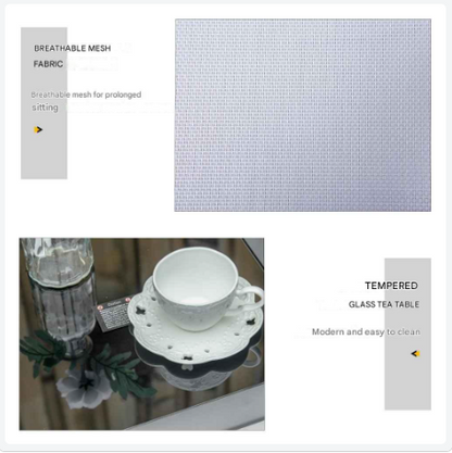 Ligstoel - Set van 2 - Ligstoel Tuin - met Bijzettafel - Weerbestendig - Ademend Textileen - Voor Tuin, Terras en Balkon - 59x169x66cm - Zwart - QUORE