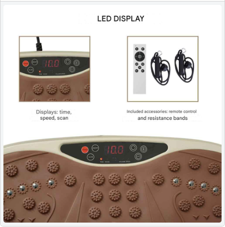 Trilplaat Fitness - Trilplaat - 99 Snelheden - LED Display - 120 kg - 200W - Inclusief Weerstandsbanden -  en Afstandsbediening - Voor Spiertraining - en Vetverbranding - 54 x 33 x 14 cm - QUORE