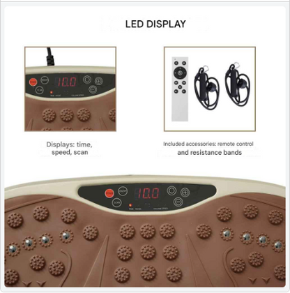 Trilplaat Fitness - Trilplaat - 99 Snelheden - LED Display - 120 kg - 200W - Inclusief Weerstandsbanden -  en Afstandsbediening - Voor Spiertraining - en Vetverbranding - 54 x 33 x 14 cm - QUORE