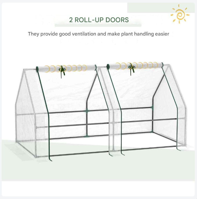 Miniserre - Kweekkas - Stevig metalen frame - 180x90x90 cm - Waterdichte Foliekas - met Ritsdeuren - Voor Terras - Balkon & Tuin - QUORE
