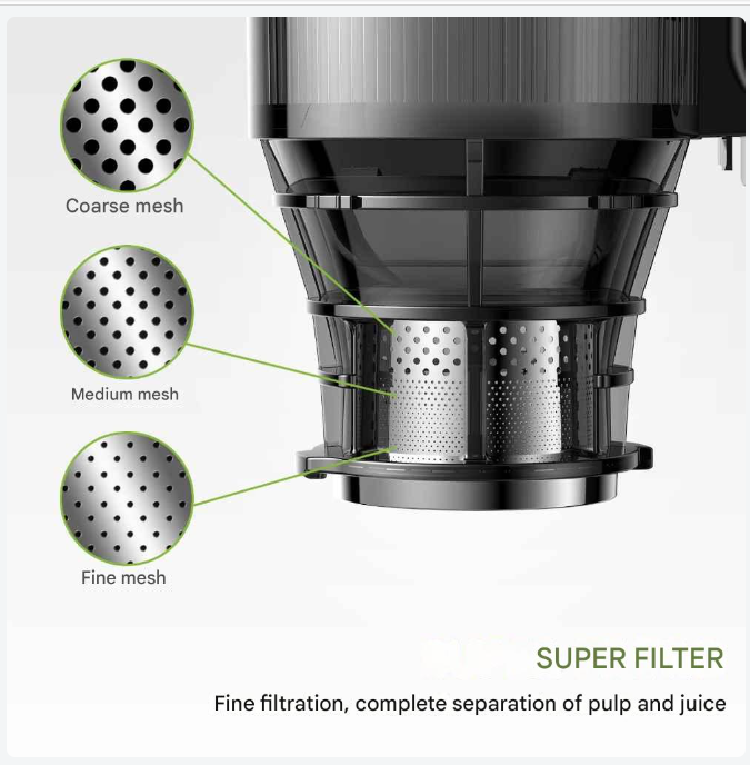 Slowjuicer - Juicer - Cold Press - met 130mm Vulopening - 1.8L - 65 RPM - BPA-vrij - Hoge Sapopbrengst - Geschikt voor Hele Groenten en Fruit - Makkelijk Schoon te Maken