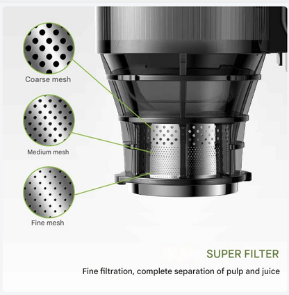 Slowjuicer - Juicer - Cold Press - met 130mm Vulopening - 1.8L - 65 RPM - BPA-vrij - Hoge Sapopbrengst - Geschikt voor Hele Groenten en Fruit - Makkelijk Schoon te Maken