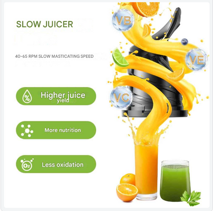 Slowjuicer - Juicer - Cold Press - met 130mm Vulopening - 1.8L - 65 RPM - BPA-vrij - Hoge Sapopbrengst - Geschikt voor Hele Groenten en Fruit - Makkelijk Schoon te Maken