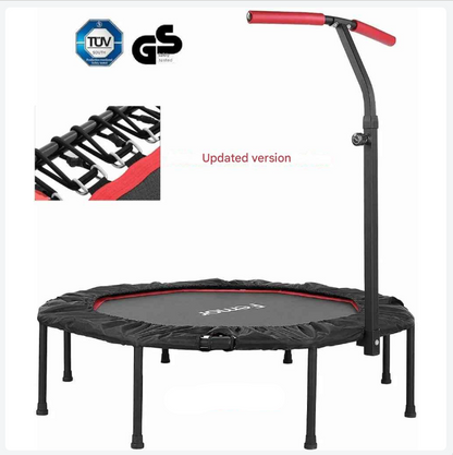 Fitness Trampoline - Mini Trampoline - Opvouwbaar Ontwerp - 127 cm Trampoline - Verstelbare T-handgreep - Indoor - Outdoor - TÜV GS-gecertificeerd - Max 150 kg - Zwart - QUORE
