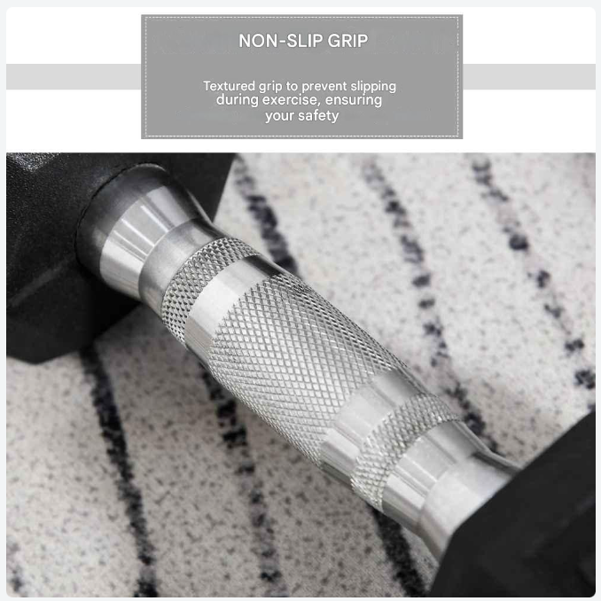 Halterset - 20 kg - Halterstang - Set van 2 Dumbbells - Hexagonaal Design - Met Rubberen Coating - Voor Krachttraining - en Fitness - Zwart en Zilver