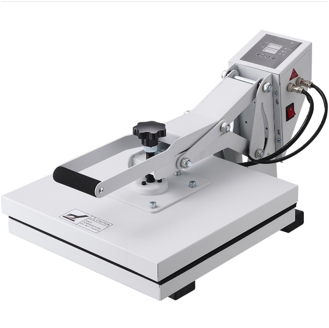 Warmte Persmachine Transferpers - Hittepers Met 38 x 38 cm Hitteplaat - Digitale Praktische Controller - Duurzaam en Betrouwbaar Handvat - Voor Het Aanbrengen Van Letters - Cijfers En Patronen Op Petten, T-Shirts, Kopjes, Borden - Wit - QUORE