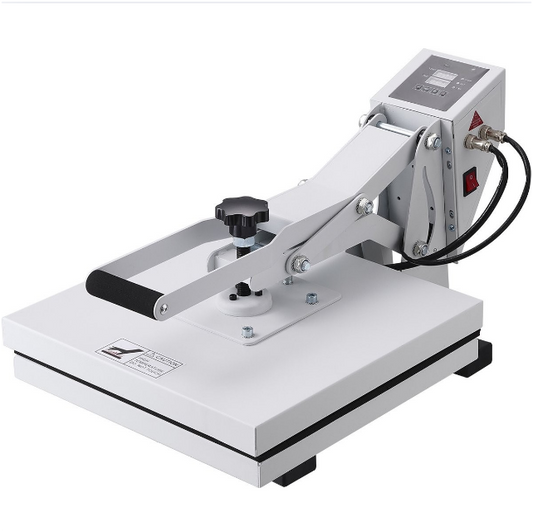 Warmte Persmachine Transferpers - Hittepers Met 38 x 38 cm Hitteplaat - Digitale Praktische Controller - Duurzaam en Betrouwbaar Handvat - Voor Het Aanbrengen Van Letters - Cijfers En Patronen Op Petten, T-Shirts, Kopjes, Borden - Wit - QUORE