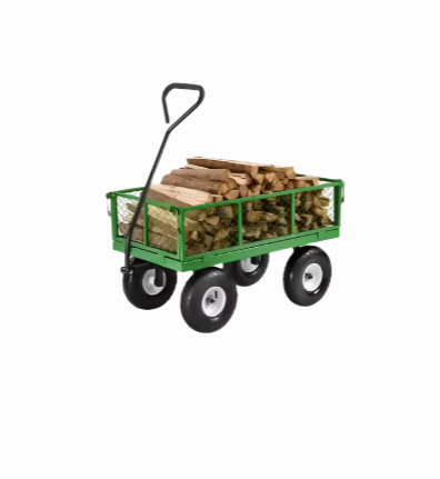 Tuinwagen - Tuinkar - Heavy-duty - 900 lb Draagkracht - 2-in-1 Plat- en - Hekwerkontwerp - 360° Draaibare Wielen - Voor Tuin - Erf en Magazijn - Ergonomische Handgreep - QUORE
