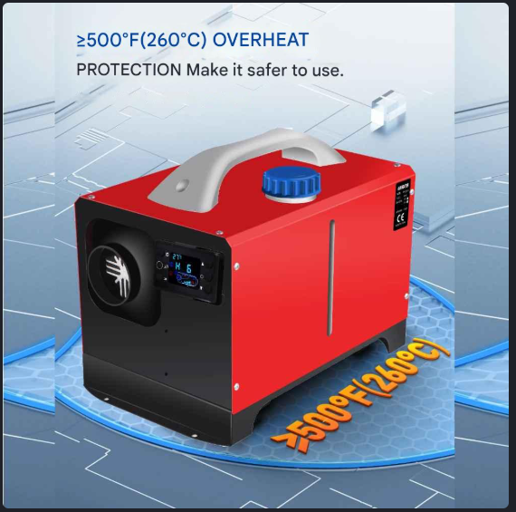 Standkachel - Diesel - 5KW - All-in-One 12V 24V- Luchtverwarmer - met Intelligente LCD-monitor en Afstandsbediening - met Geluiddemper voor RV - Truck - Boot - Camper - Auto - Trailer - Technische Voertuigen - Oranje