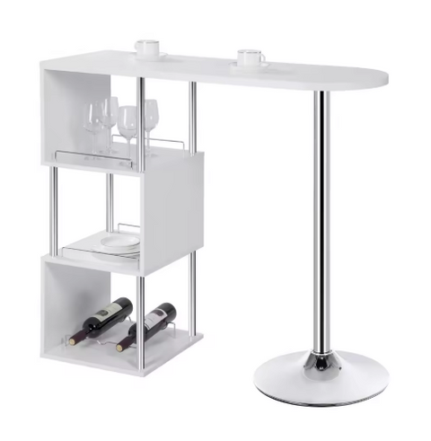 Keukeneiland - Statafel - Bartafel Keuken - Staantafel - Barkast Stapelbaar - Wijnkast - Voor Binnen & Buiten - 113x105x40 Cm - Wit