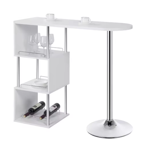 Keukeneiland - Statafel - Bartafel Keuken - Staantafel - Barkast Stapelbaar - Wijnkast - Voor Binnen & Buiten - 113x105x40 Cm - Wit