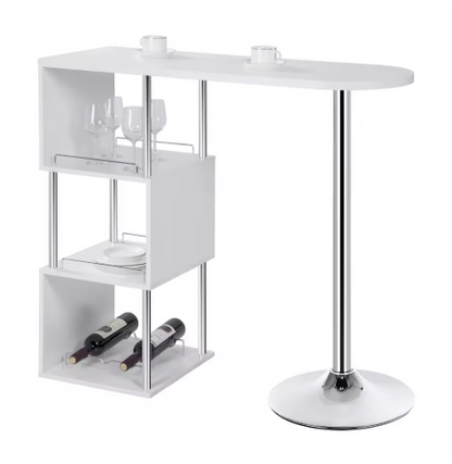 Keukeneiland - Statafel - Bartafel Keuken - Staantafel - Barkast Stapelbaar - Wijnkast - Voor Binnen & Buiten - 113x105x40 Cm - Wit