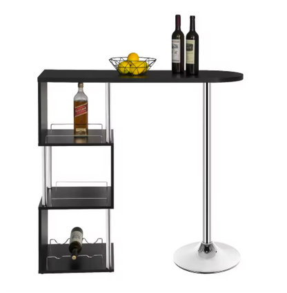 Keukeneiland - Statafel - Bartafel Keuken - Staantafel - Barkast Stapelbaar - Wijnkast - Voor Binnen & Buiten - 113x105x40 Cm - Zwart - QUORE