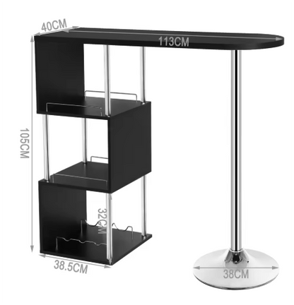 Keukeneiland - Statafel - Bartafel Keuken - Staantafel - Barkast Stapelbaar - Wijnkast - Voor Binnen & Buiten - 113x105x40 Cm - Zwart - QUORE