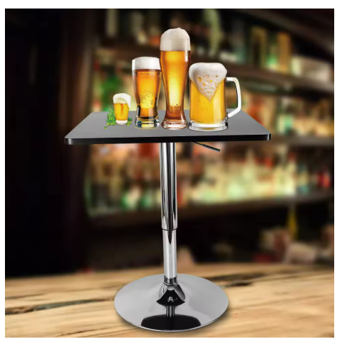 Statafel - Bartafel Keuken - Staantafel - Partytafel - Barmeubel - Voor Binnen & Buiten - 60x60x45 Cm - Zwart - QUORE