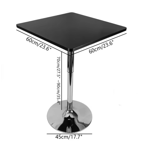 Statafel - Bartafel Keuken - Staantafel - Partytafel - Barmeubel - Voor Binnen & Buiten - 60x60x45 Cm - Zwart
