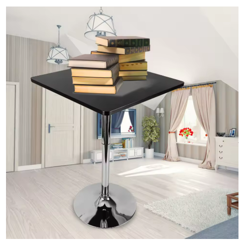 Statafel - Bartafel Keuken - Staantafel - Partytafel - Barmeubel - Voor Binnen & Buiten - 60x60x45 Cm - Zwart - QUORE