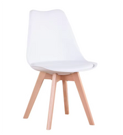 Eetkamer stoelen - Set van 4 - Met Zitvulling Kuipstoel - Tulpen Plastic - Eetkamerstoel - Wit