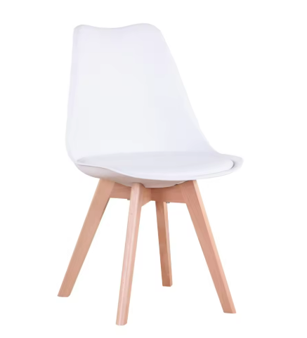 Eetkamer stoelen - Set van 4 - Met Zitvulling Kuipstoel - Tulpen Plastic - Eetkamerstoel - Wit