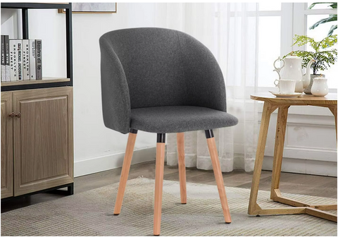 Eetkamerstoel - Keukenstoel - Woonkamerstoel - Gestoffeerde Stoel - Design Stoel met - Armleuningen - Massief Houten Frame - 1x - Donkergrijs