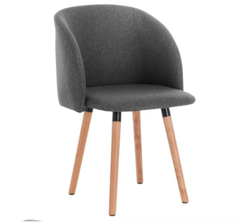 Eetkamerstoel - Keukenstoel - Woonkamerstoel - Gestoffeerde Stoel - Design Stoel met - Armleuningen - Massief Houten Frame - 1x - Donkergrijs