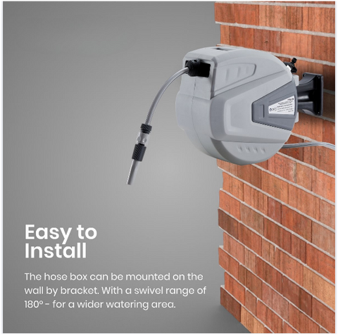 Tuinslanghaspel - Tuinslang - Waterslangslang met Snelkoppeling - 20 m - Grijs