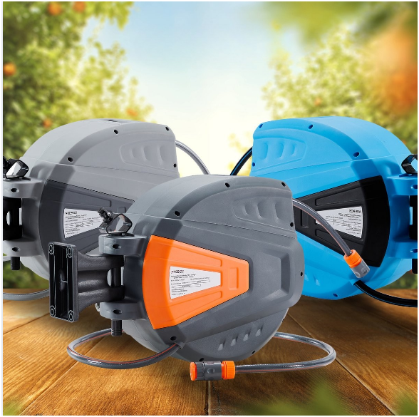 Tuinslanghaspel - Tuinslang - Waterslangslang met Snelkoppeling - 20 m - Grijs