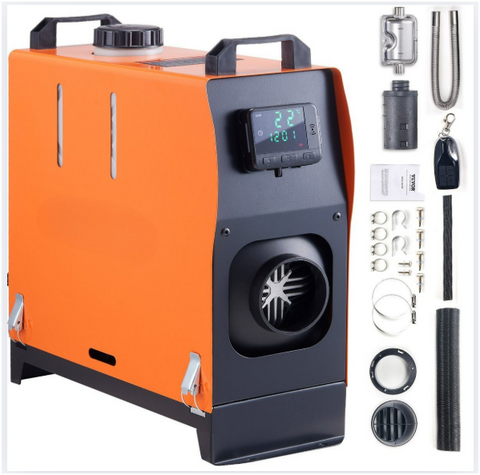 Diesel Standkachel -  Luchtverwarmer met een - Intelligente Digitaal - Monitor en Afstandsbediening - Brandstoftank van - 5L- Auto Heater - Voor auto's - Vrachtwagens - 8KW 12V - Oranje/Zwart
