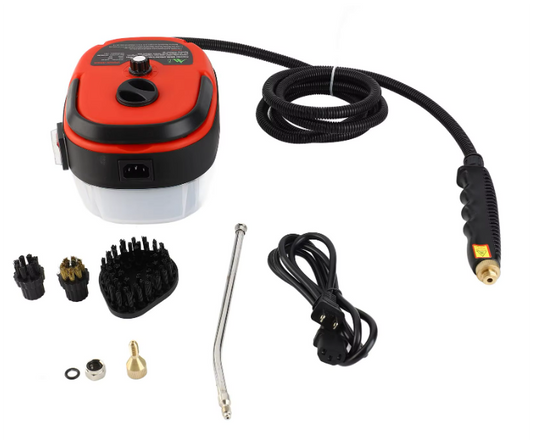 Draagbare Handstoomreiniger -  2500W -  Hoge Druk - Reinigingsmachine met borstelkoppen -  Borstelkoppen voor -  Keuken Meubels -  Badkamer Auto - Rood