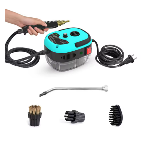 Draagbare Handstoomreiniger -  2500W -  Hoge Druk -  Reinigingsmachine met Borstelkoppen -  Borstelkoppen voor -  Keuken Meubels -  Badkamer Auto - Blauw