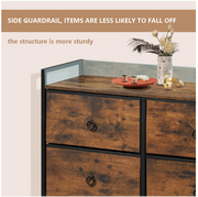 Ladekast met 6 Lades - Opbergkast met Houten Top & Metaal Frame - Voor Slaapkamer - Hal of Woonkamer - Met Zijbord & Verstelbare Voetjes - 80x29x78 cm - Rustiek bruin