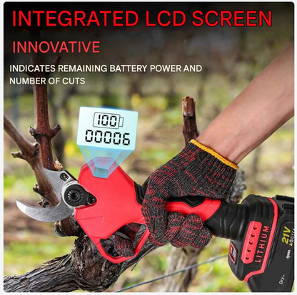 Elektrische Snoeischaar - 40mm - Accu Snoeischaar - 900W - Takkenschaar - Heggenschaar - Digitale Display - Voor Bomen - en Tuinonderhoud - 2 Accu - Rood