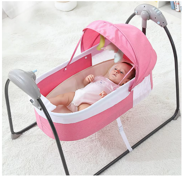 Babybed - Babywieg - Schommelbed baby - Co sleeper - Tot 18kg - 3 Snelheden - Roze - QUORE