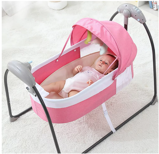 Babybed - Babywieg - Schommelbed baby - Co sleeper - Tot 18kg - 3 Snelheden - Roze - QUORE