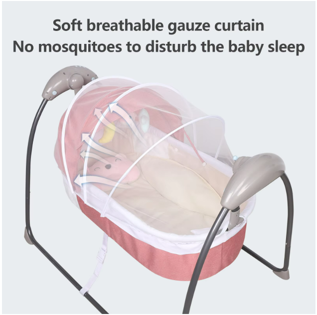 Babybed - Babywieg - Schommelbed baby - Co sleeper - Tot 18kg - 3 Snelheden - Roze - QUORE
