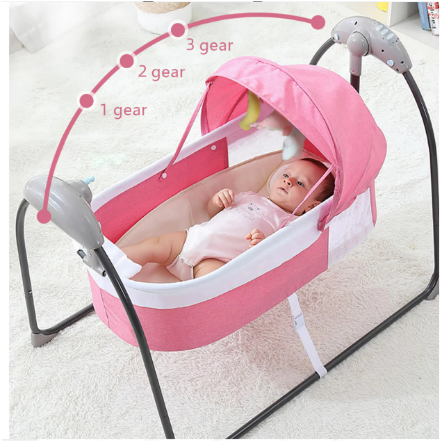 Babybed - Babywieg - Schommelbed baby - Co sleeper - Tot 18kg - 3 Snelheden - Roze - QUORE