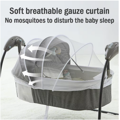 Babybed - Babywieg - Schommelbed baby - Co sleeper - Tot 18kg - 3 Snelheden - Grijs - QUORE