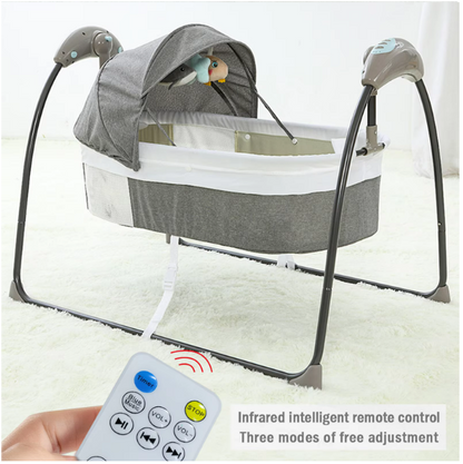 Babybed - Babywieg - Schommelbed baby - Co sleeper - Tot 18kg - 3 Snelheden - Grijs - QUORE