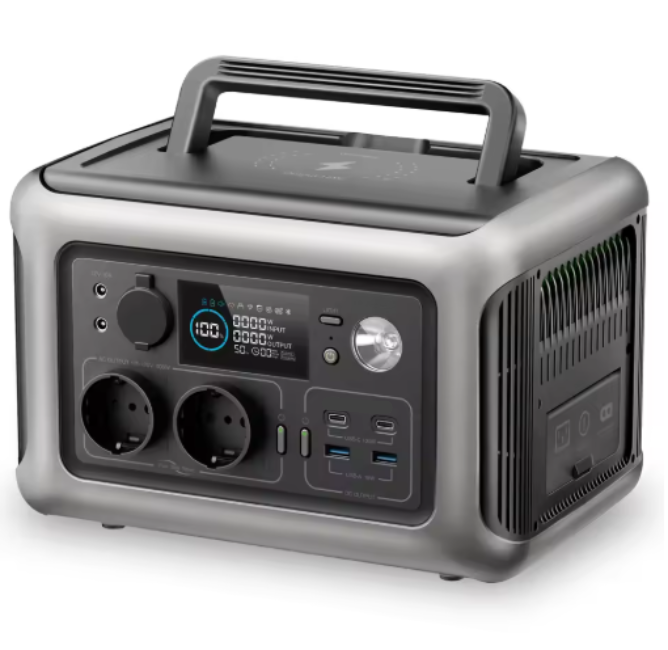Powerstation - Stroomgenerator - Mini-Generator - Draagbare - met AC Stopcontacten - LiFePO4 Batterij - voor Thuis - Tenten - Buiten - Kamperen - 299Wh - 600W - Zwart