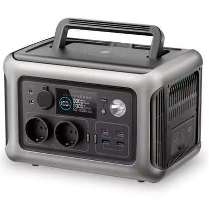 Powerstation - Stroomgenerator - Mini-Generator - Draagbare - met AC Stopcontacten - LiFePO4 Batterij - voor Thuis - Tenten - Buiten - Kamperen - 299Wh - 600W - Zwart