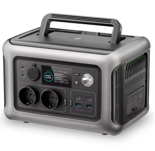 Powerstation - Stroomgenerator - Mini-Generator - Draagbare - met AC Stopcontacten - LiFePO4 Batterij - voor Thuis - Tenten - Buiten - Kamperen - 299Wh - 600W - Zwart