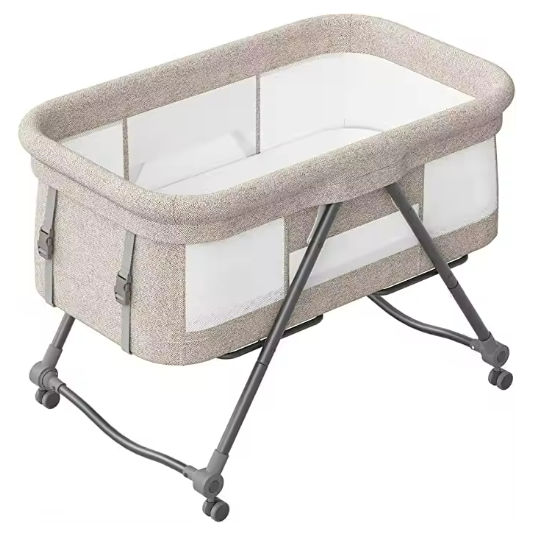 Baby Bed - Co Sleeper - Opvouwbaar - Grab-And-Go Reiswieg - Schommelfunctie - Op Wielen - Incl. Matras - Khaki Bravo Comfort