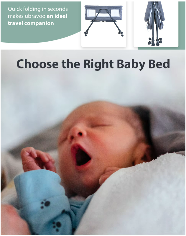 Baby Bed - Co Sleeper - Opvouwbaar - Grab-And-Go Reiswieg - Schommelfunctie - Op Wielen - Incl. Matras - Khaki Bravo Comfort