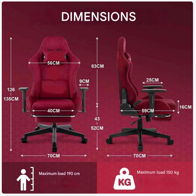 Gaming Stoel - Bureaustoel Ergonomisch - Stoelen - Kantoorstoel - met 360° Draaiend Zitvlak - Verstelbare Computerstoel - met Voetsteun en Hoofdsteun - Bruin - QUORE