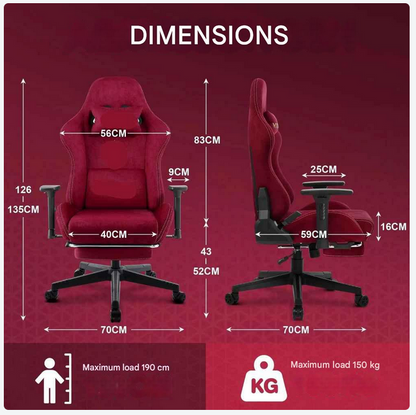 Gaming Stoel - Bureaustoel Ergonomisch - Stoelen - Kantoorstoel - met 360° Draaiend Zitvlak - Verstelbare Computerstoel - met Voetsteun en Hoofdsteun - Bruin - QUORE