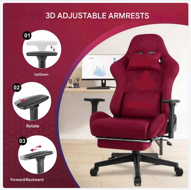 Gaming Stoel - Bureaustoel Ergonomisch - Stoelen - Kantoorstoel - met 360° Draaiend Zitvlak - Verstelbare Computerstoel - met Voetsteun en Hoofdsteun - Bruin - QUORE