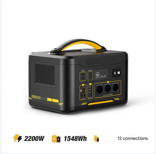 Powerstation - Stroomgenerator - Powerbank - Draagbare - LiFePO4 Batterij - 1548Wh - 2200W - Zonnegenerator - USB-C 100W - LED Zaklamp - 10 Beschermingssystemen